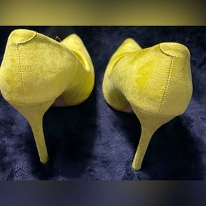 Suede neon yellow high heels